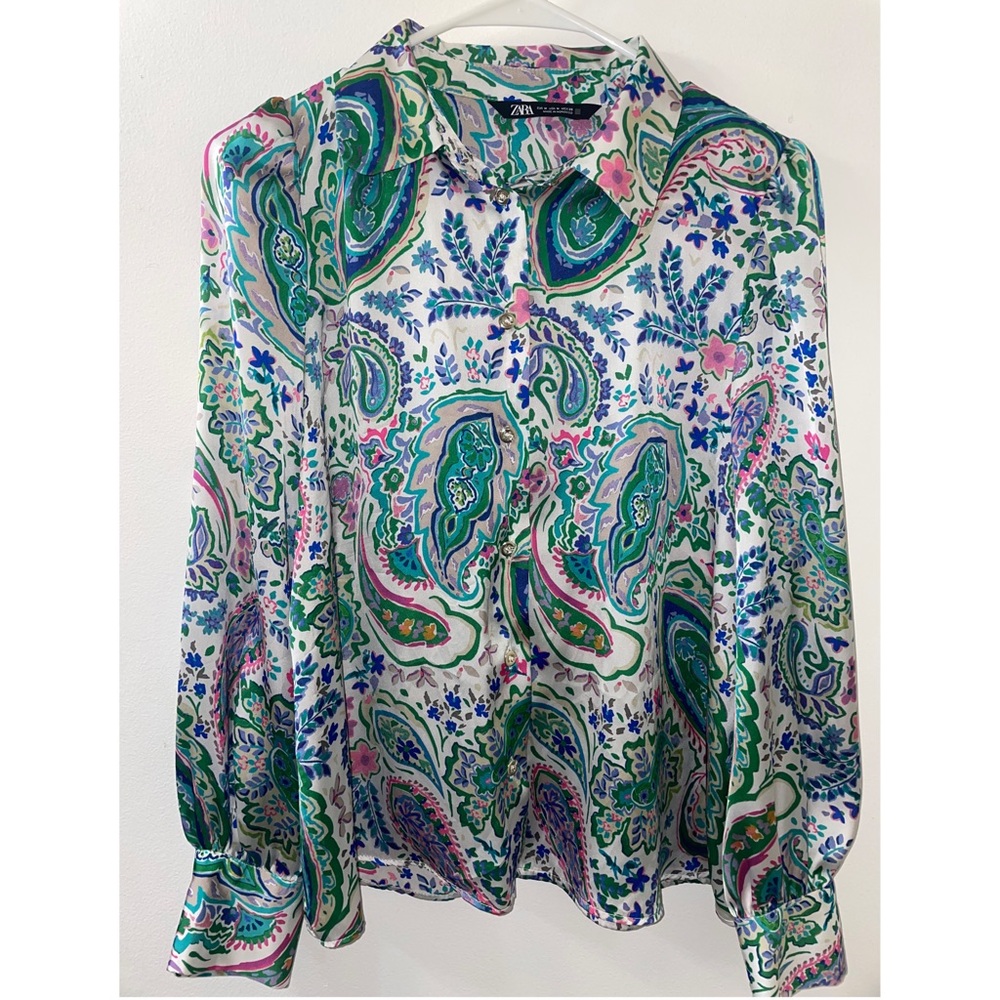 Zara Multicolor Satin Button Down